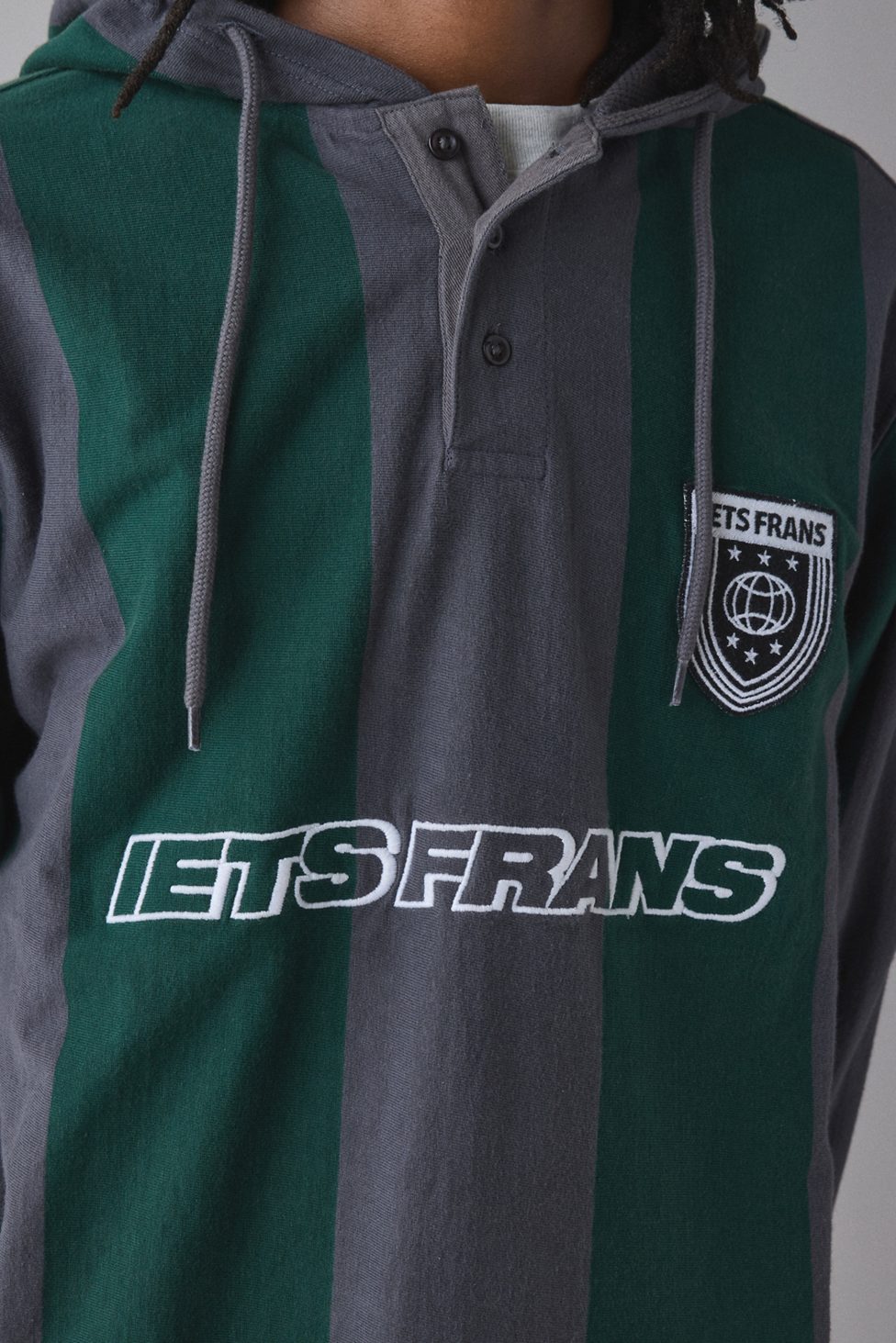 iets frans… Football Hoodie Sweatshirt - Black + Green Stripe