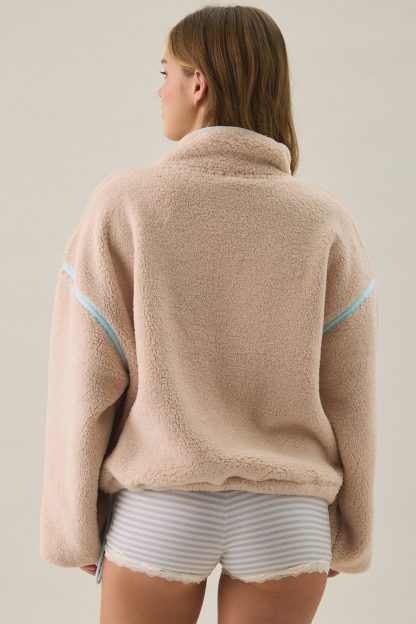 Out From Under Pretty Plush Fleece Quarter Zip Pullover - Neutral Multi