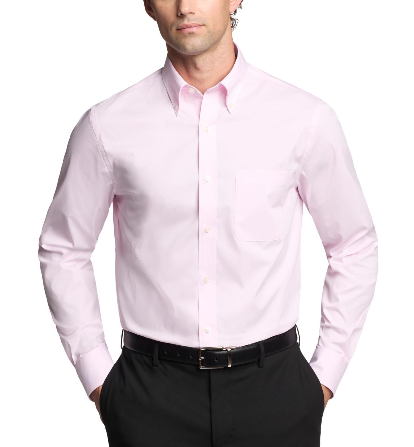 Tommy Hilfiger Men's Regular Fit Wrinkle Resistant Stretch Dress Shirt - Pink