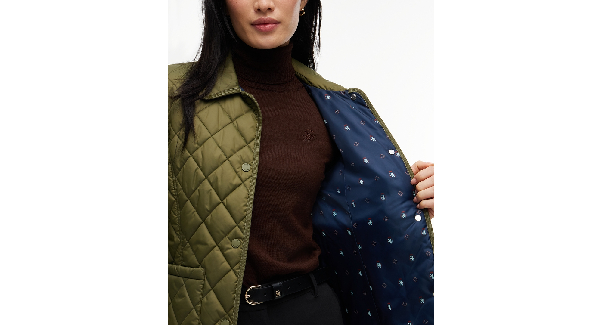Tommy Hilfiger Women's Crest Quilted Barn Jacket - Utility Olive