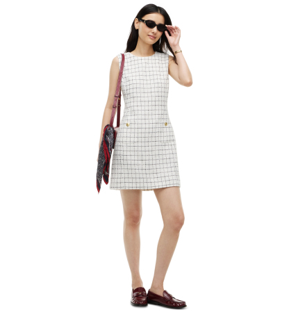 Tommy Hilfiger Women's Festive Bouclé Mini Dress - Ecru / Black Sequin Check