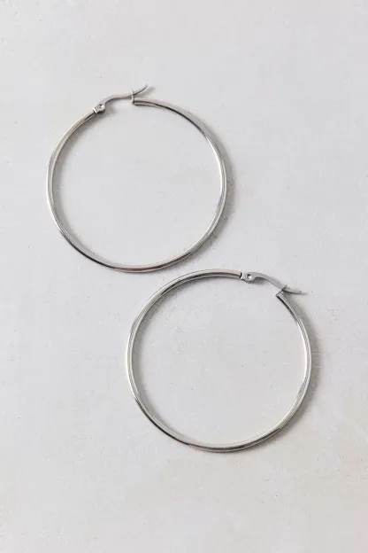 City Girl Waterproof Medium Hoop Earrings - Silver