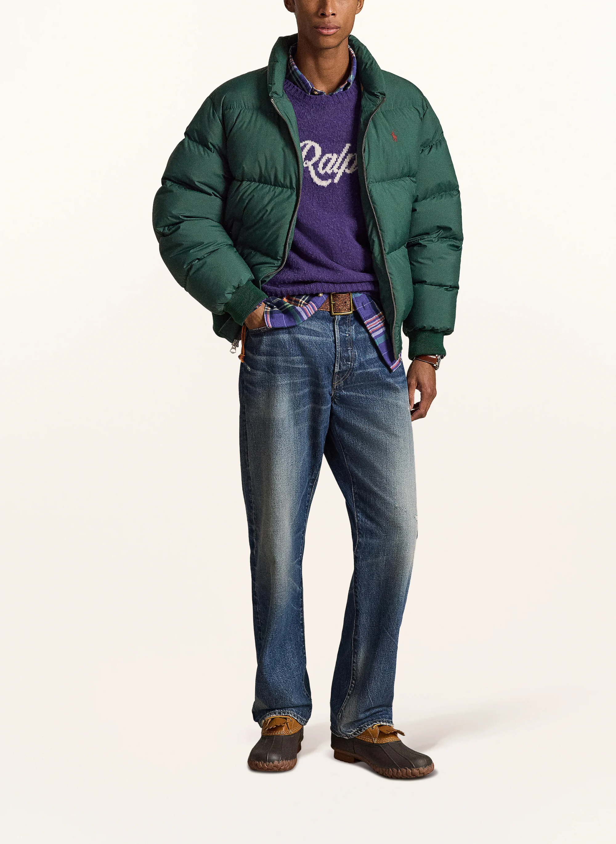 POLO RALPH LAUREN Daunenjacke – PETROL / DUNKELROT / DUNKELGRÜN