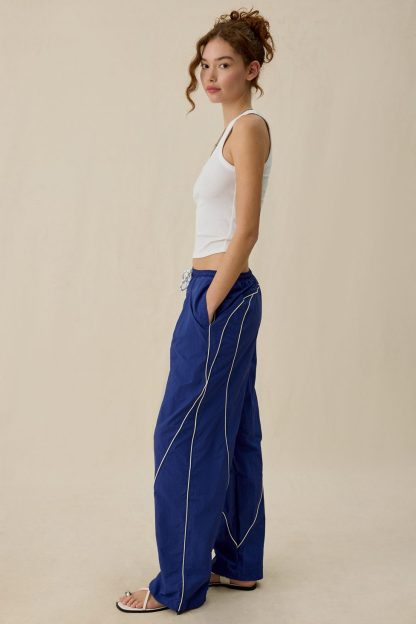 BDG Finish Line Low-Rise Baggy Track Pants - Blue