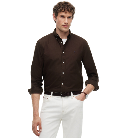 Tommy Hilfiger Men's Heritage Regular-Fit Oxford Shirt - Dark Coffee