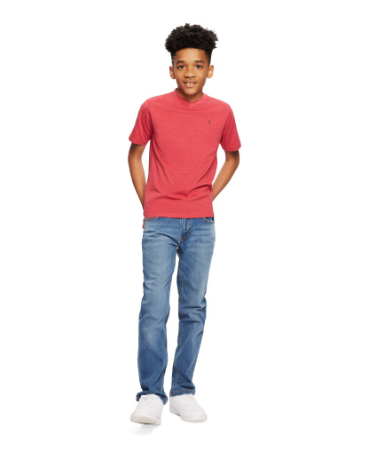 Tommy Hilfiger Boys' 2T-7 Solid Embroidered Logo V-Neck T-Shirt - Bulls Eye