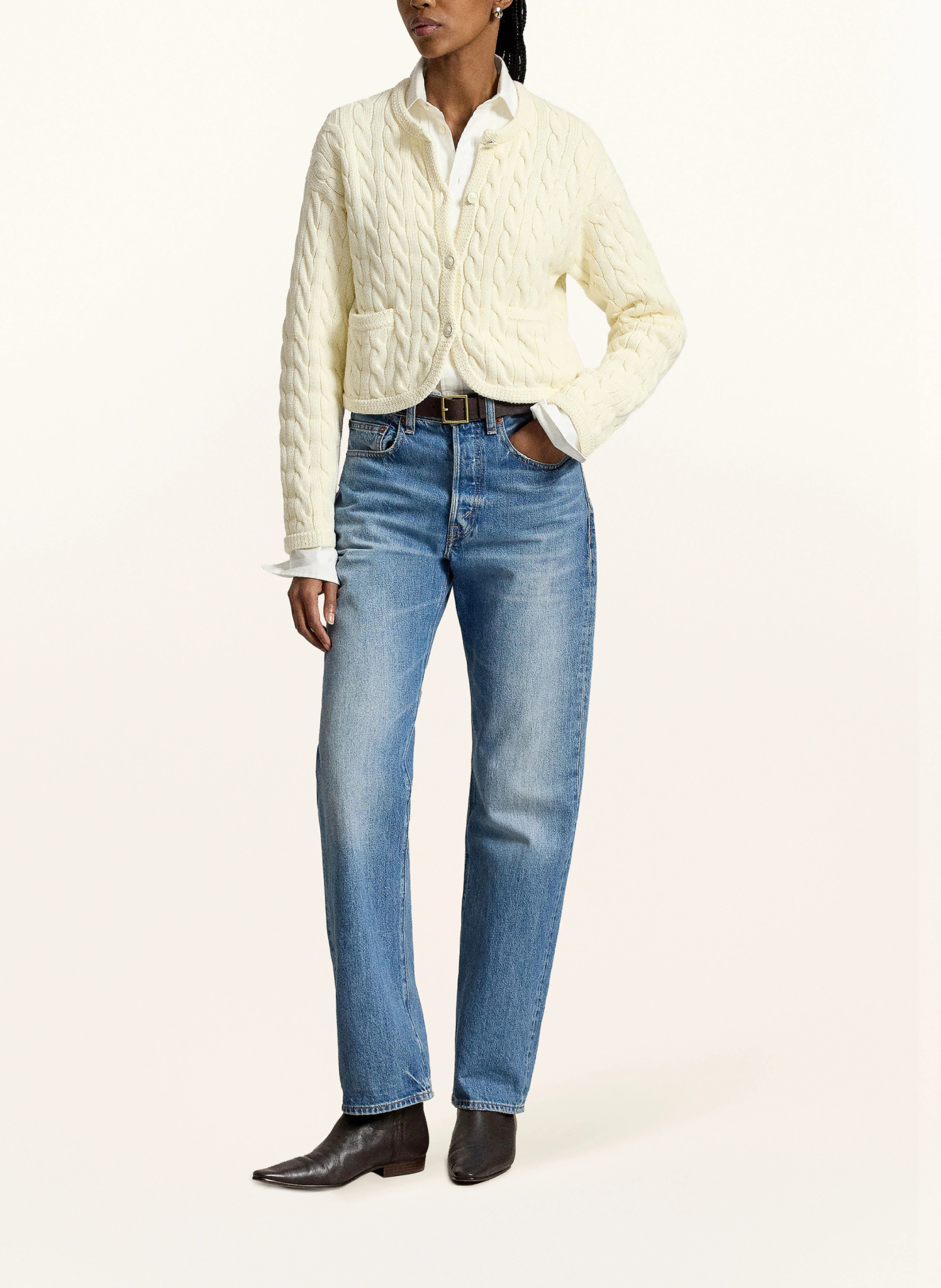 POLO RALPH LAUREN Strickjacke – CREME