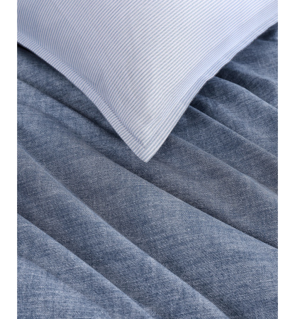 Tommy Hilfiger Classic Texture Cotton Duvet Cover Set - Dark Chambray, Navy Blue