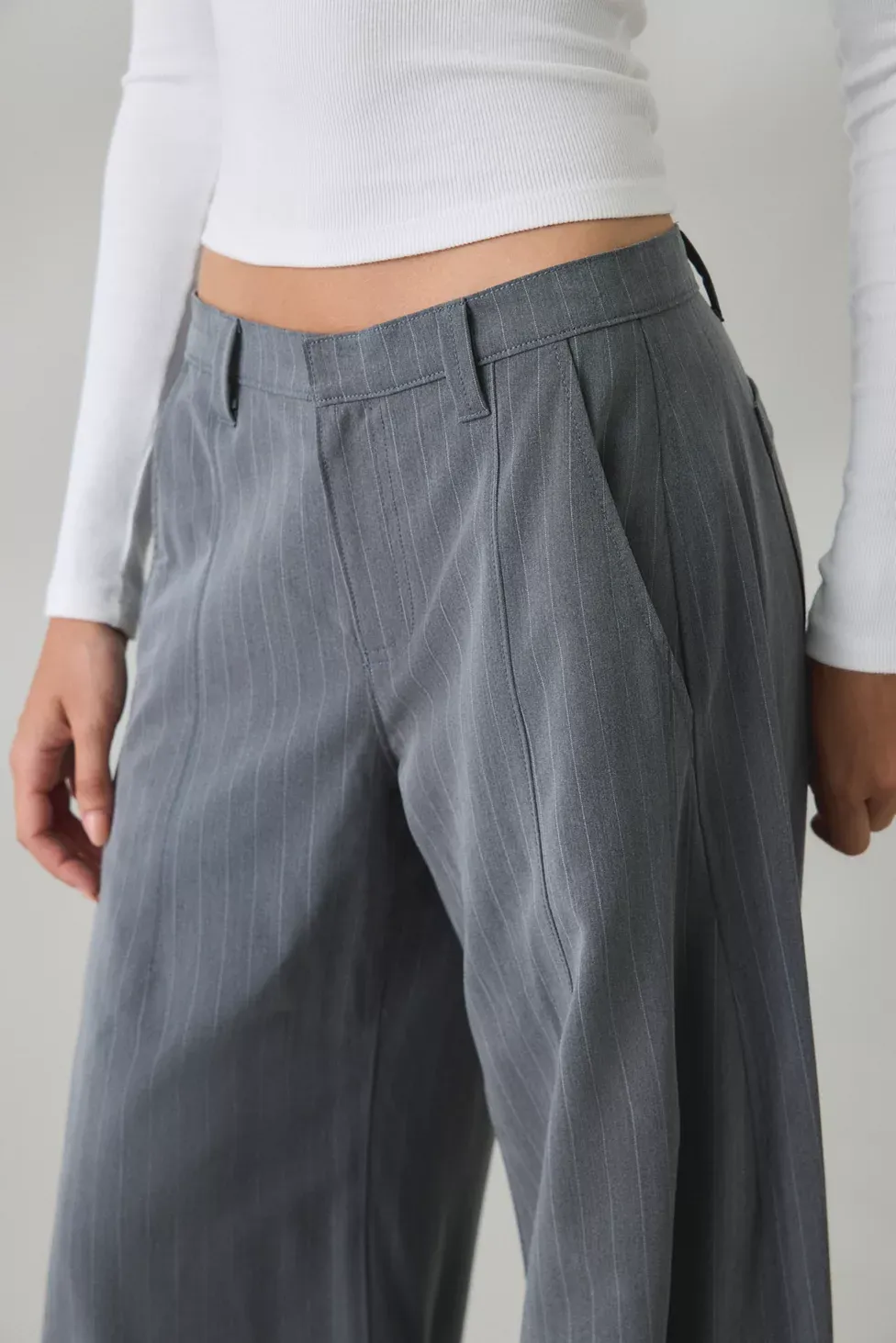 BDG Society Hill Baggy Wide Leg Trousers - Grey Multi