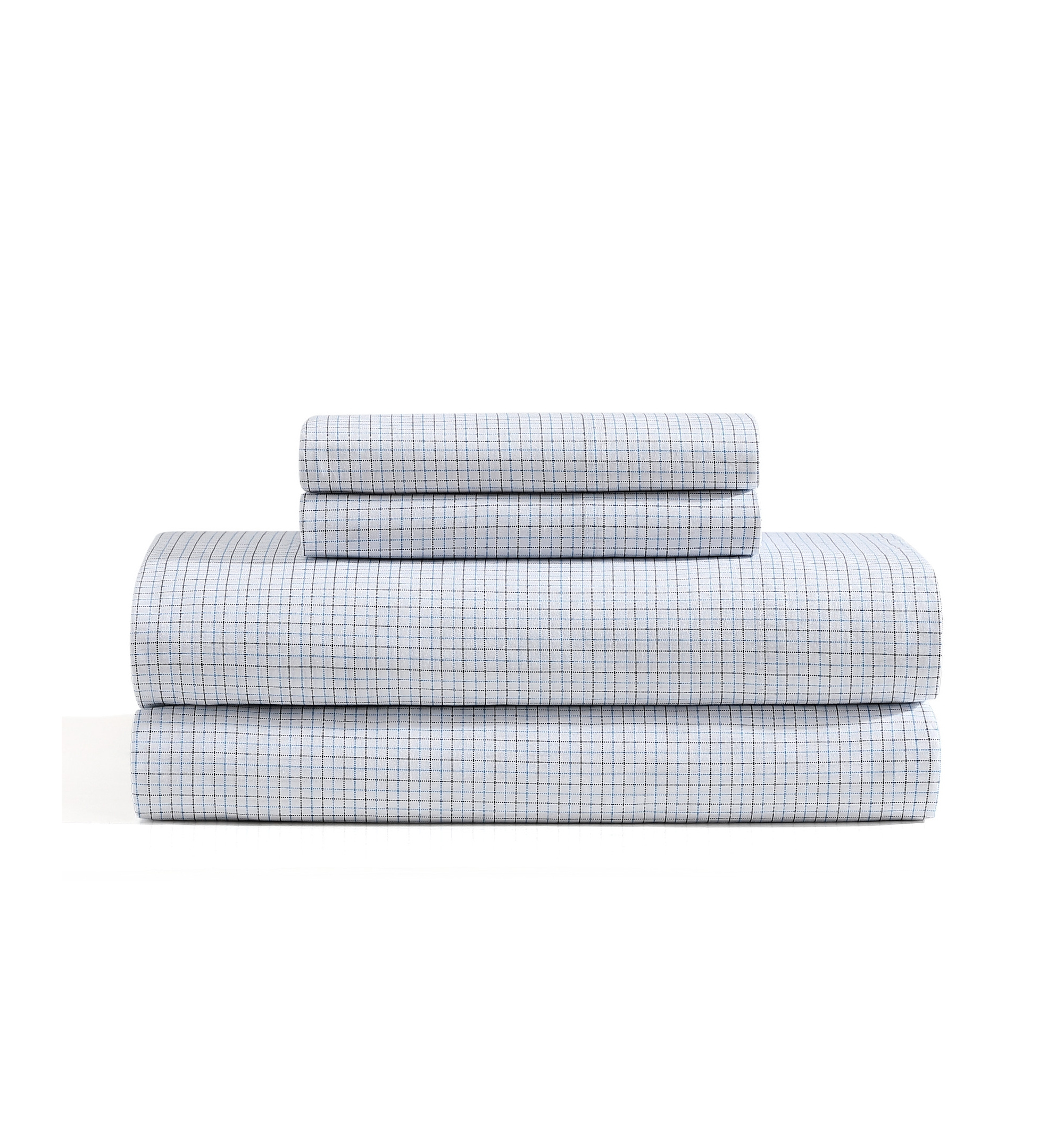 Tommy Hilfiger Printed 200-Thread Count Cotton Percale Sheet Set - New England Plaid Blue