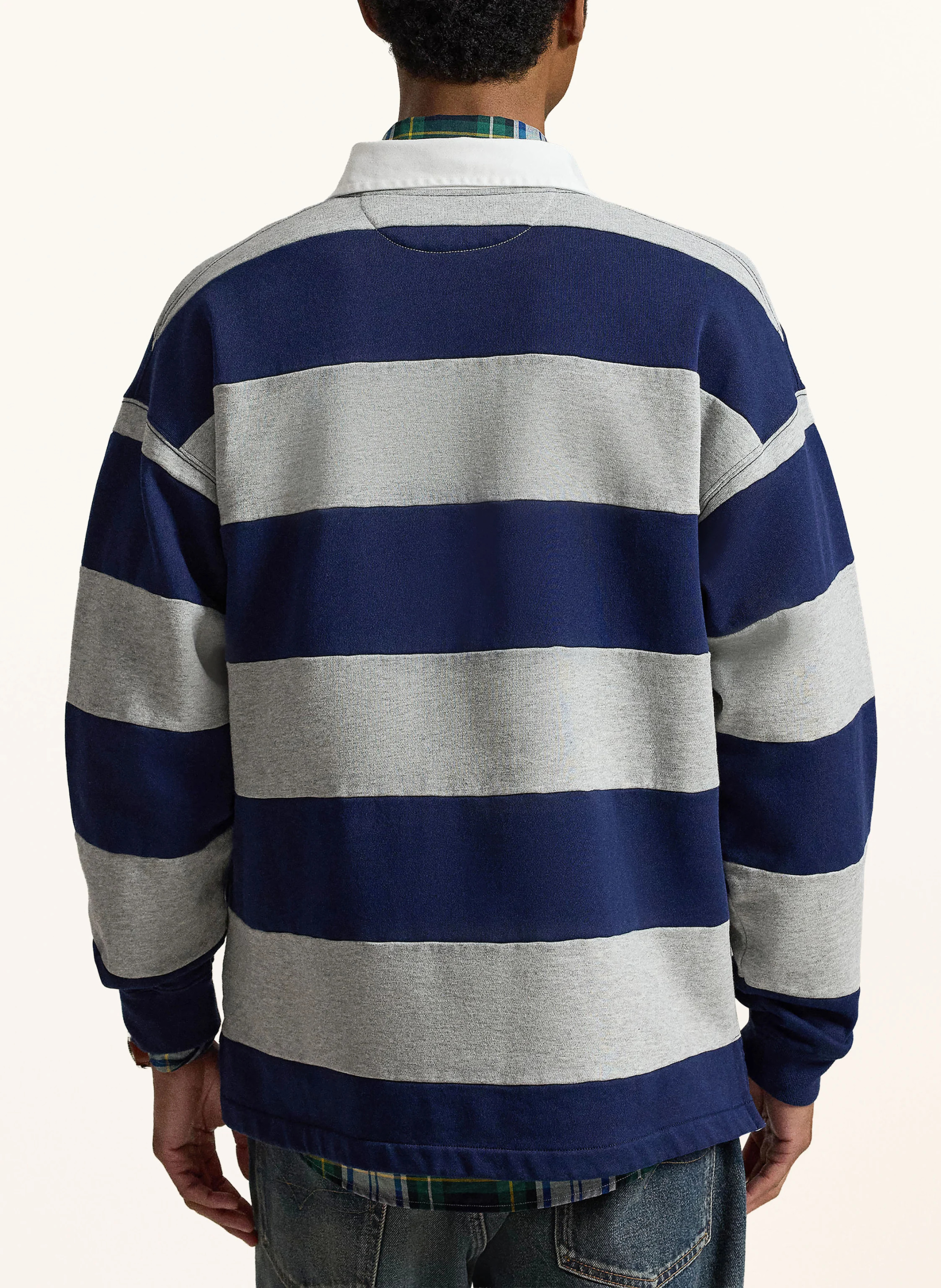 POLO RALPH LAUREN Sweat-Rugbyshirt – DUNKELBLAU / HELLGRAU / WEISS