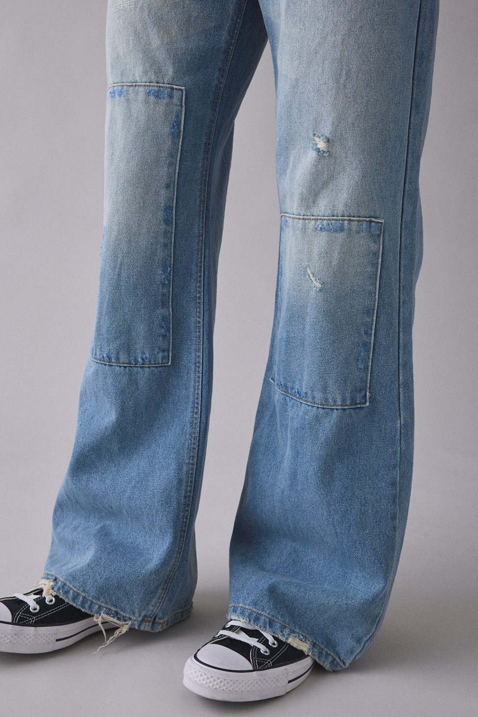 BDG Slacker Patchwork Relaxed Fit Flare Jeans - Vintage Denim Medium