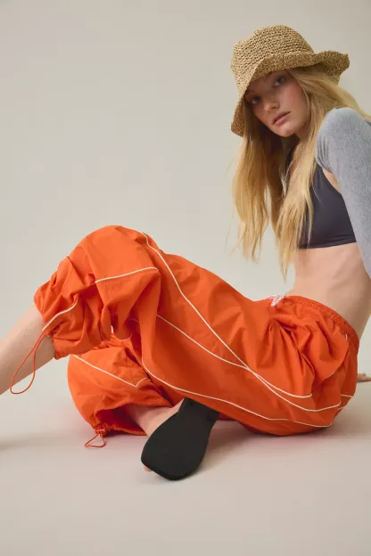 BDG Finish Line Low-Rise Baggy Track Pants - Orange