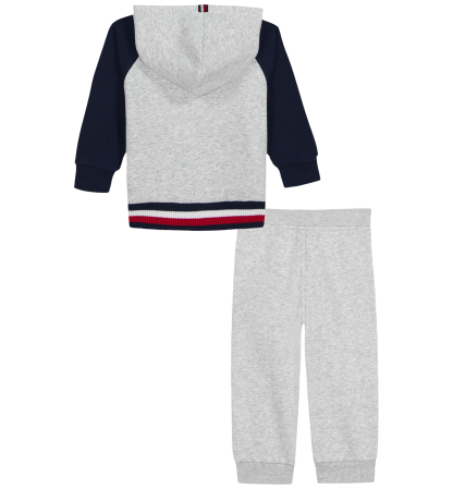 Tommy Hilfiger Baby Boys' Color-Blocked Logo Hoodie and Jogger Pants, 2-Piece Set - Gray Heather/Navy