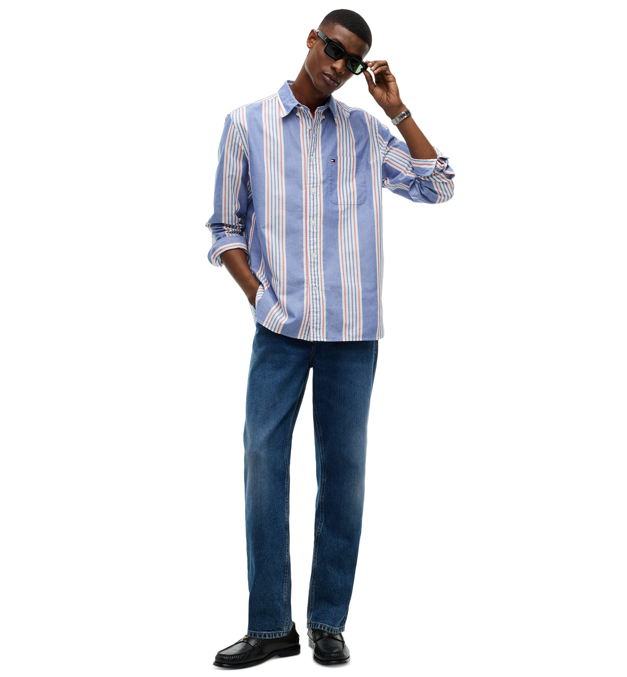 Tommy Hilfiger Men's Heritage Regular-Fit Oxford Stripe Shirt - Wedge Blue/Multistripe