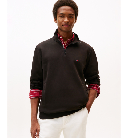 Tommy Hilfiger Men's Essential Intechno Knit Regular-Fit Quarter-Zip Sweatshirt - Black