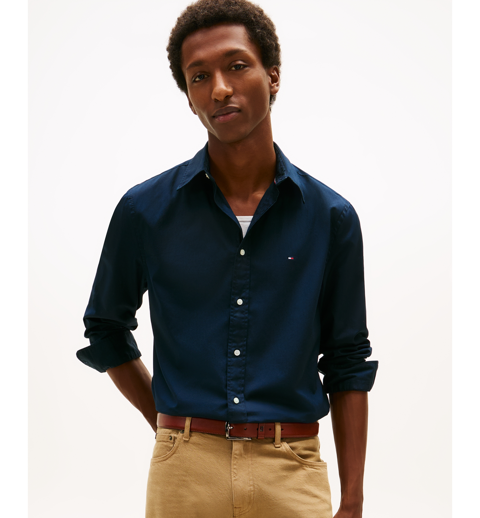 Tommy Hilfiger Men's Regular-Fit Stretch Poplin Button-Down Shirt - Desert Sky