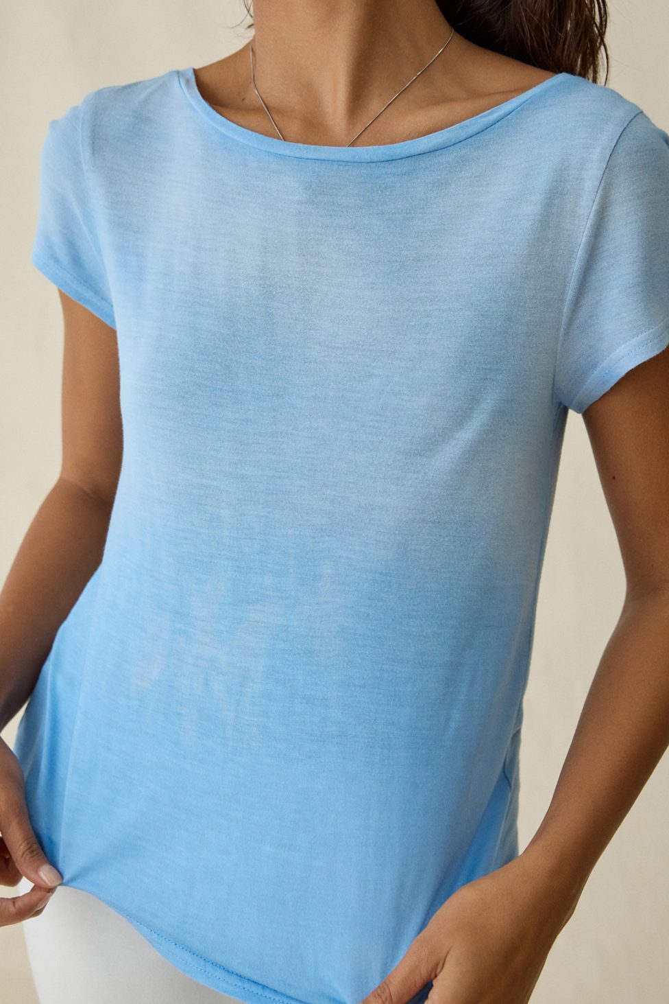 BDG Bowery Marlow Jersey Knit Short Sleeve Baby Tee - Blue stone