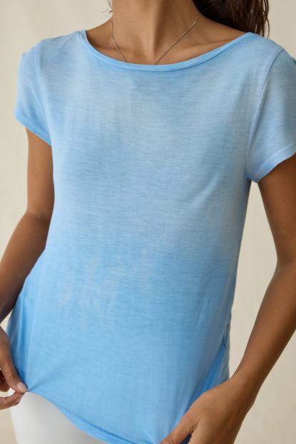 BDG Bowery Marlow Jersey Knit Short Sleeve Baby Tee - Blue stone