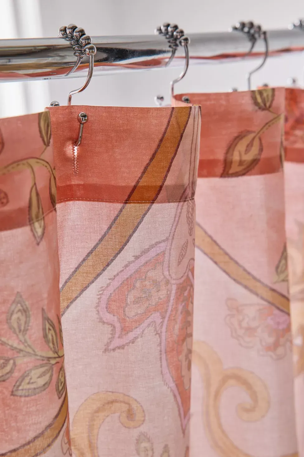 Saffron Floral Patterned Shower Curtain - Red Multi