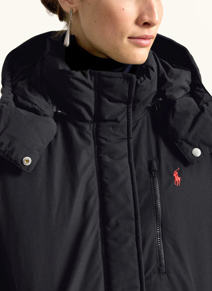 POLO RALPH LAUREN Daunenmantel mit abnehmbarer Kapuze – SCHWARZ