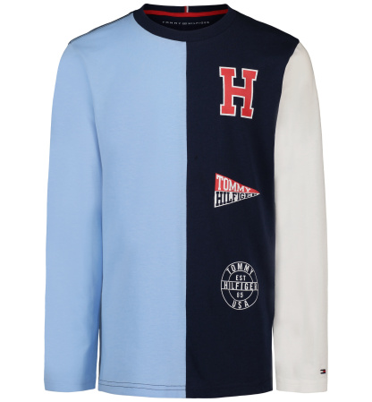 Tommy Hilfiger Boys' 2T-7 Stacked Logo Long-Sleeve T-Shirt - Navy Blazer
