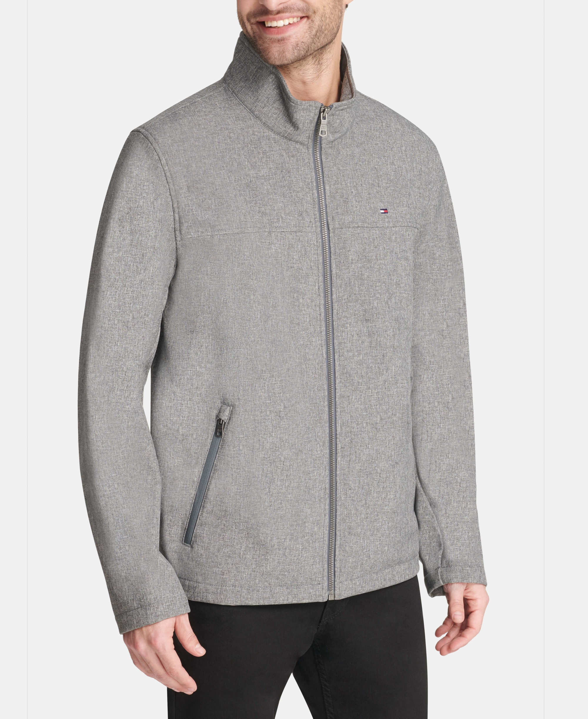 Tommy Hilfiger Men's Soft-Shell Classic Zip-Front Jacket - Heather Gray