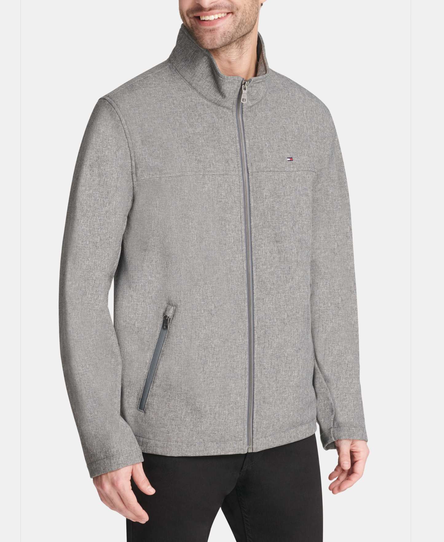 Tommy Hilfiger Men's Soft-Shell Classic Zip-Front Jacket - Heather Gray