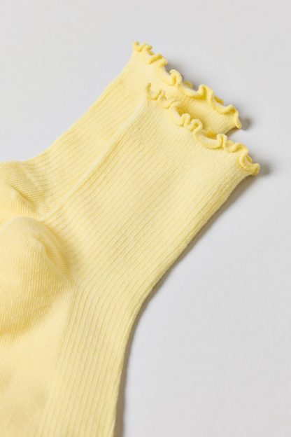 Lettuce-Edge Ribbed Socks - Light Yellow