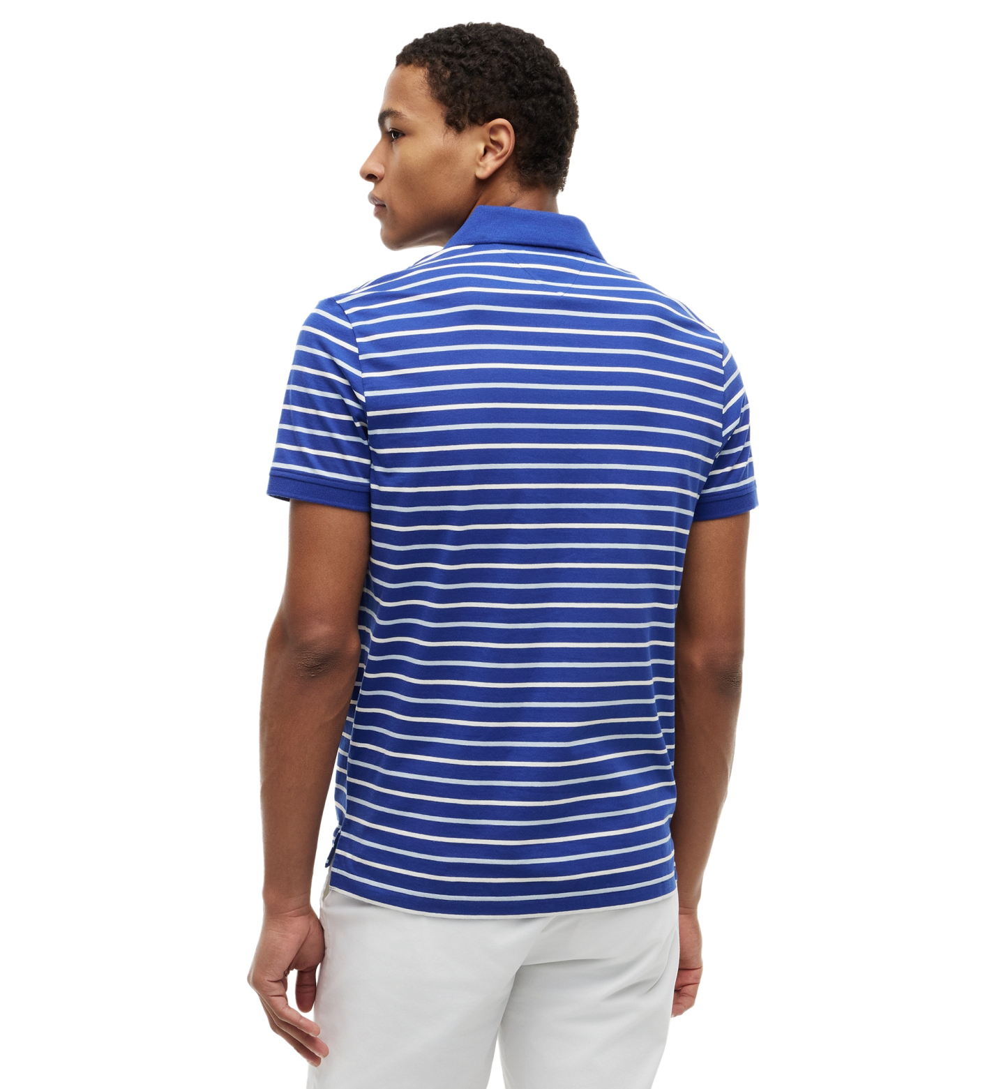 Tommy Hilfiger Men's Regular-Fit Smooth Touch Stripe Polo Shirt - Pigment Blue / Ivory Petal