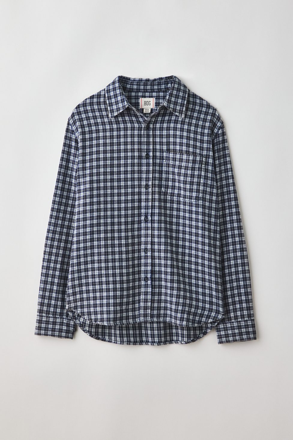 BDG Baggy Flannel Long Sleeve Shirt - Navy