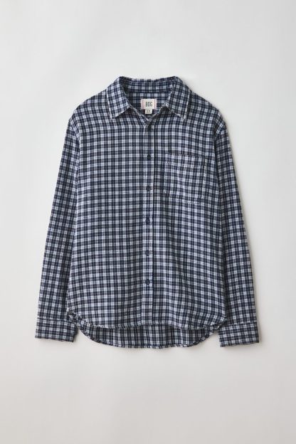 BDG Baggy Flannel Long Sleeve Shirt - Navy