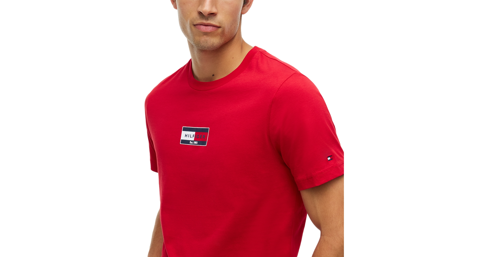 Tommy Hilfiger Men's Brand Love Small Flag T-Shirt - Medium Red