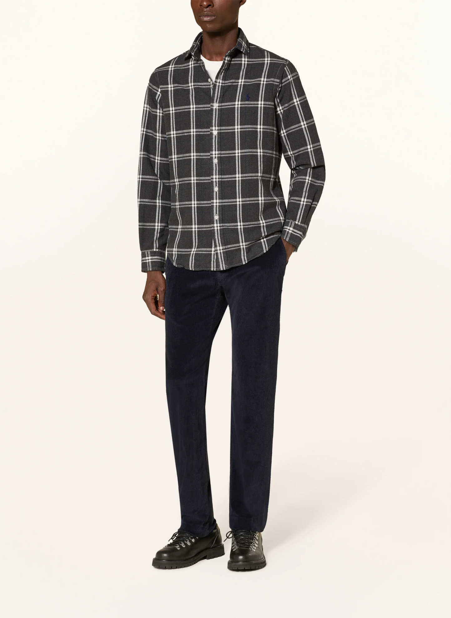 POLO RALPH LAUREN Flanellhemd Custom Fit – DUNKELGRAU / DUNKELBLAU / WEISS