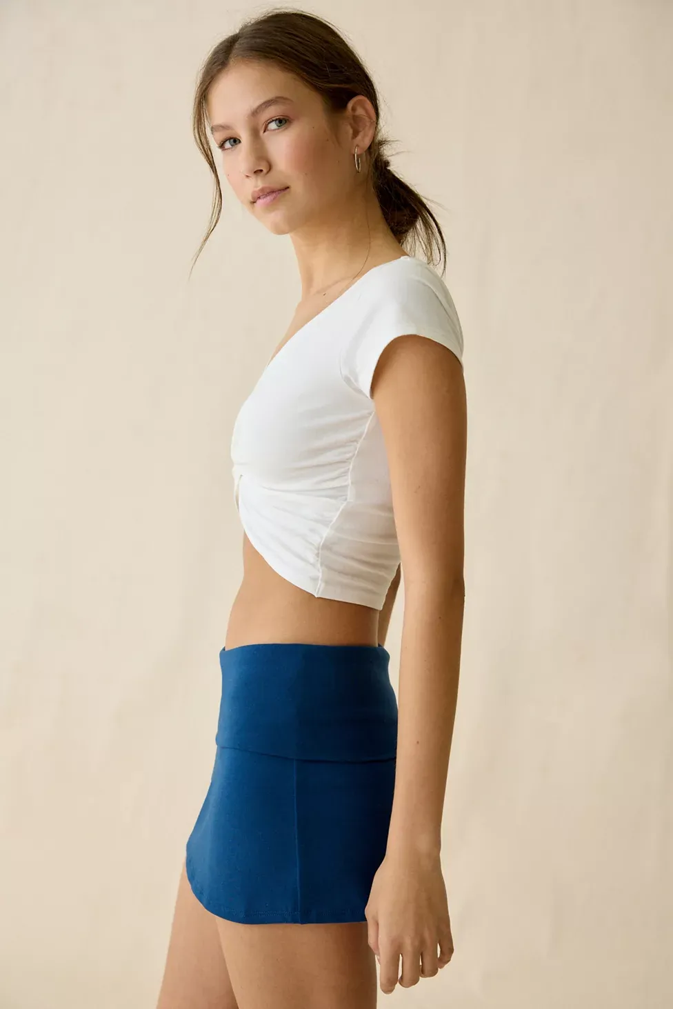 Out From Under Bec Foldover Low-Rise Mini Skort - Blue