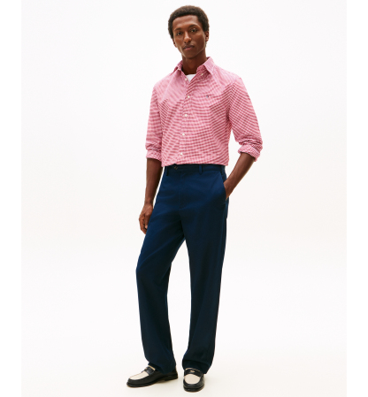 Tommy Hilfiger Men's Heritage Oxford Long-Sleeve Gingham Shirt - Small Medium Red/Check