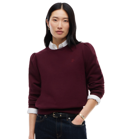 Tommy Hilfiger Women's Puff-Sleeve Script Sweatshirt - Deep Burgundy