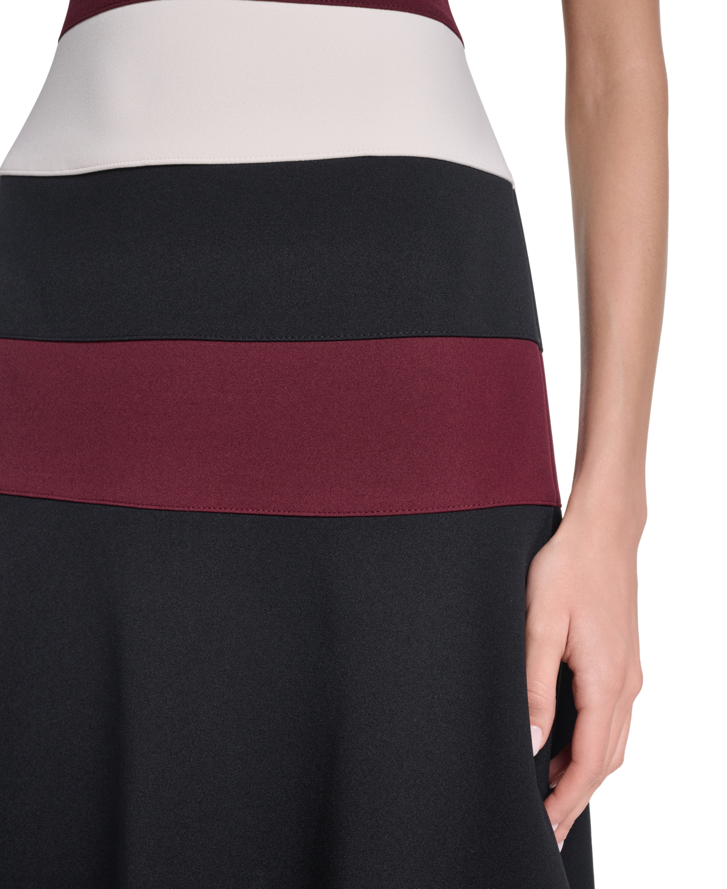 Tommy Hilfiger Women's Short-Sleeve Colorblock Sheath Dress - White cap/black/maroon