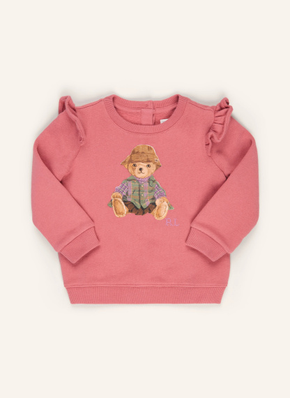 POLO RALPH LAUREN Sweatshirt mit Rüschen – PINK / HELLBRAUN / GRÜN