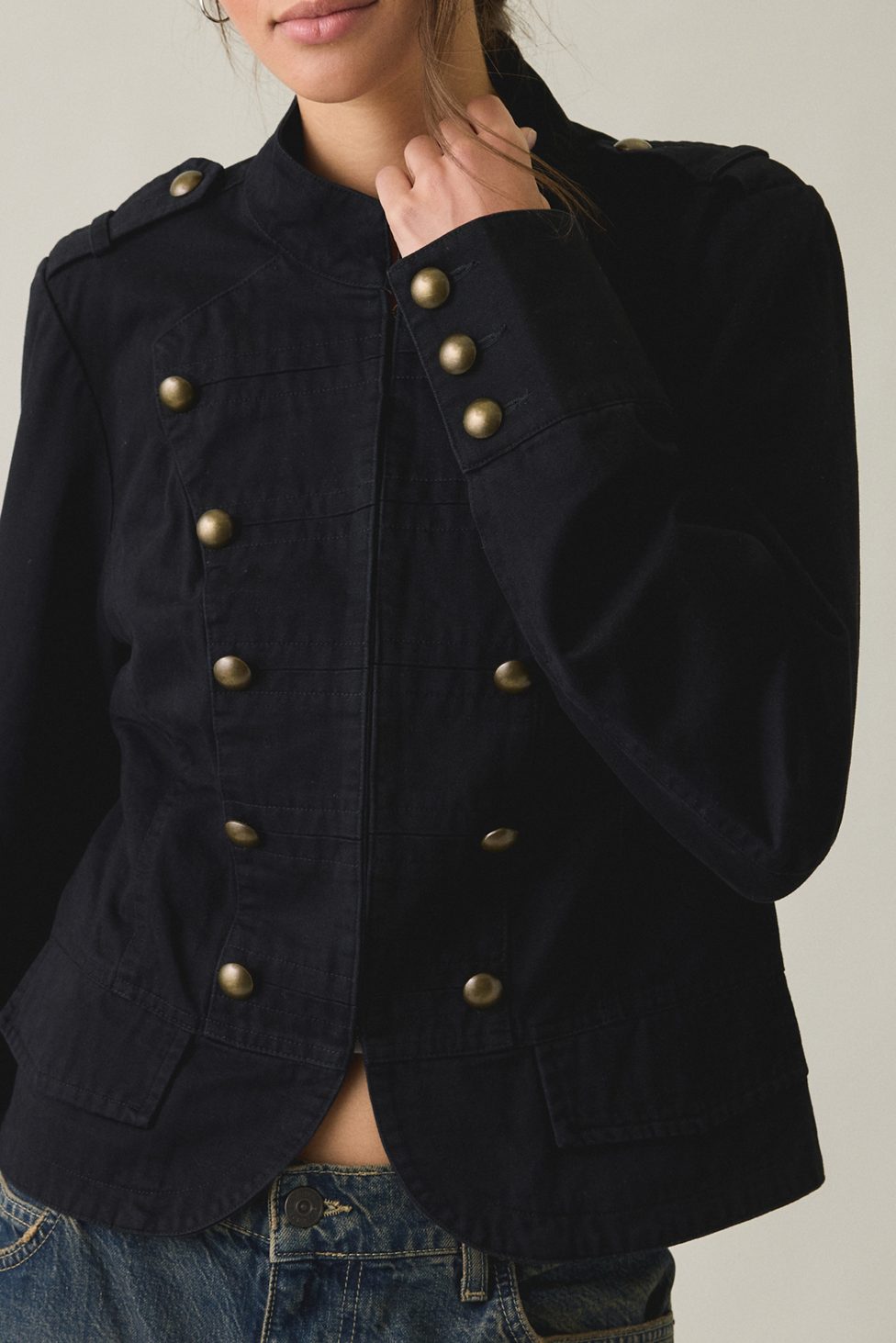 BDG Cate Cotton Band Jacket - Black