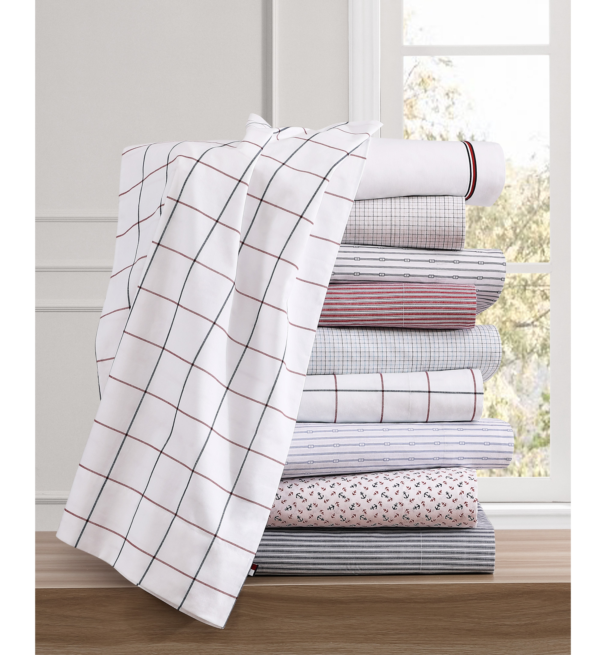 Tommy Hilfiger Printed 200-Thread Count Cotton Percale Sheet Set - Global Stripe