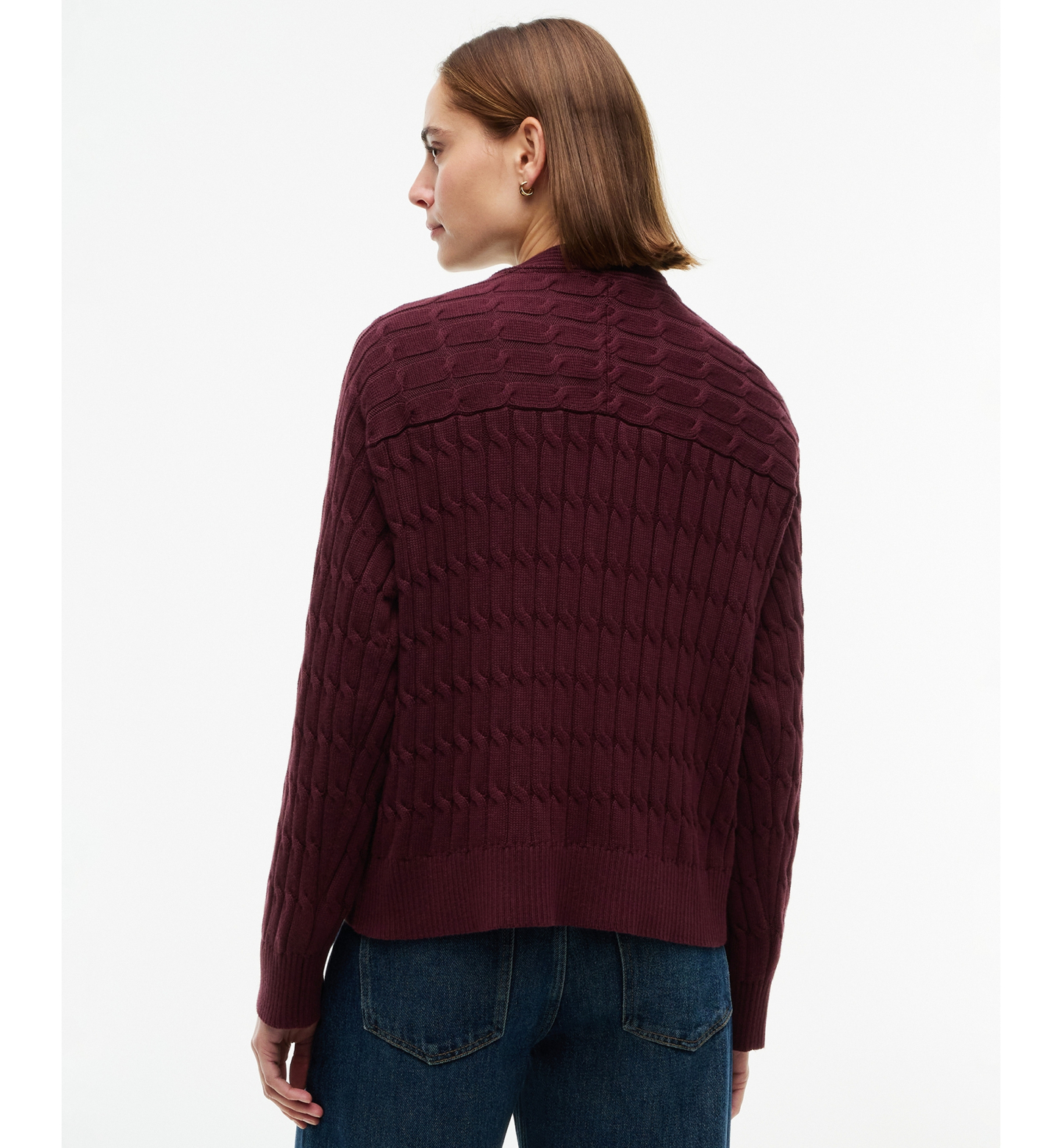 Tommy Hilfiger Women's Oversized Cable-Knit V-Neck Cardigan - Deep Burgundy