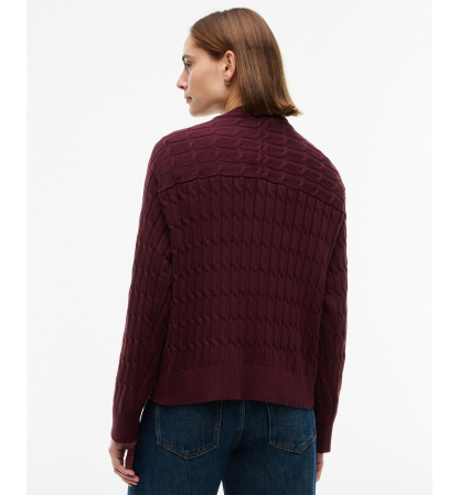 Tommy Hilfiger Women's Oversized Cable-Knit V-Neck Cardigan - Deep Burgundy