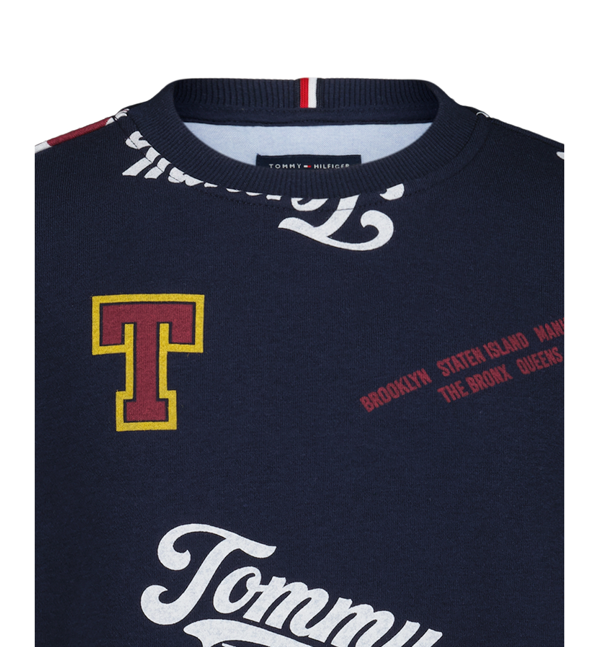 Tommy Hilfiger Boys' 8-20 Collegiate Allover Print Crew Relaxed-Fit Sweatshirt - Navy Blazer