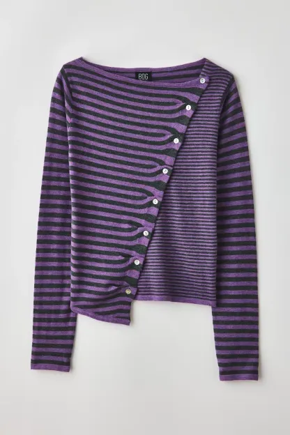 BDG Sutton Slanted Asymmetric Button Cardigan - Purple