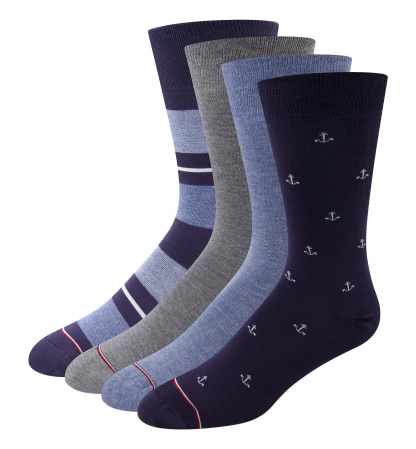 Tommy Hilfiger Men's Dress Crew Socks, 4-Pack - Nay Assorted