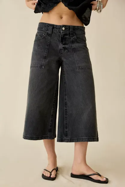 BDG Nomad Baggy Wide Leg Cropped Jeans - Black