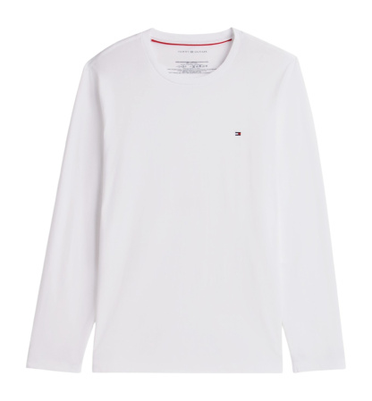 Tommy Hilfiger Men's Core Flag Long-Sleeve Crewneck Cotton Pajama T-Shirt - White