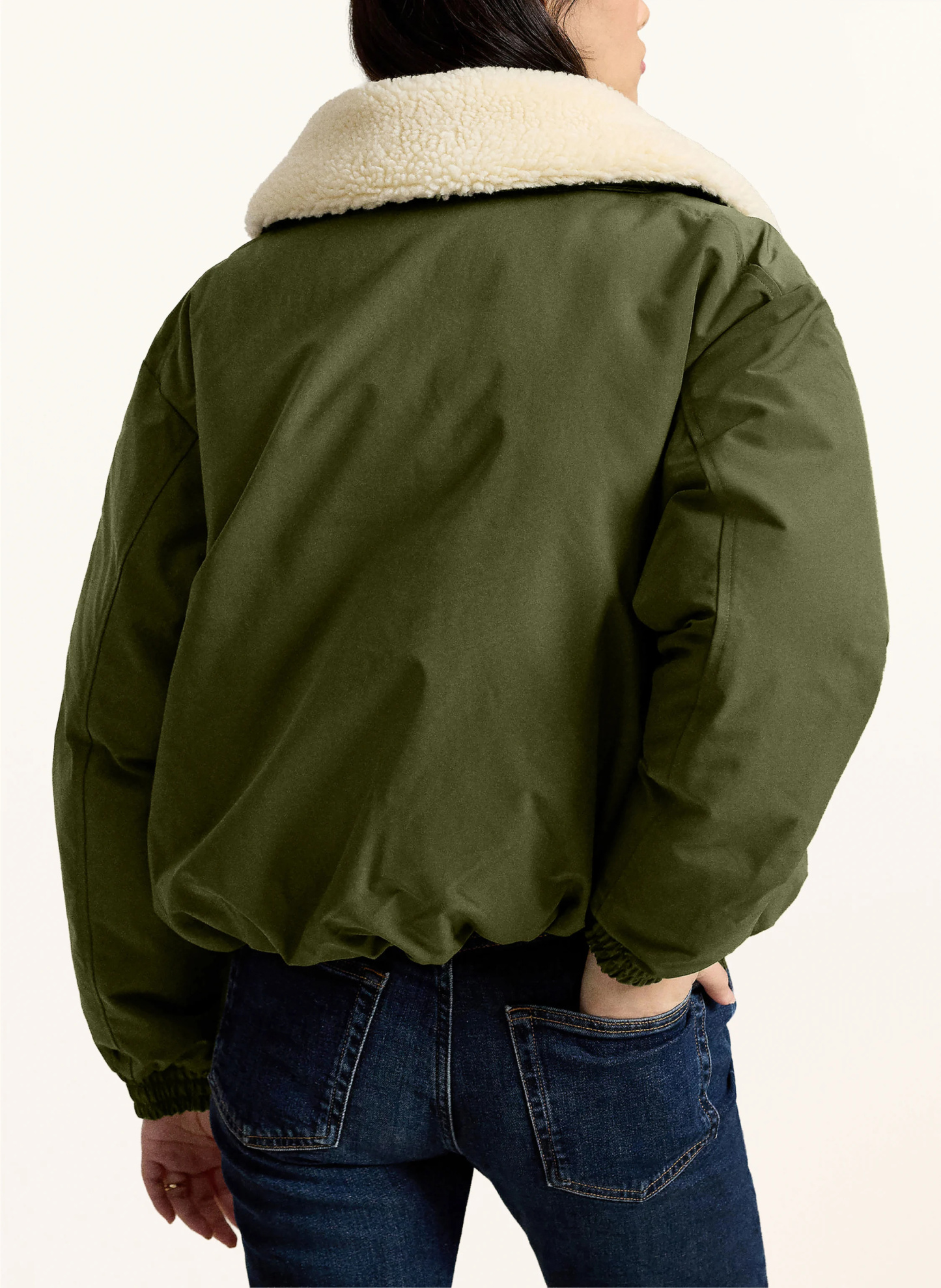 POLO RALPH LAUREN Daunenblouson mit abnehmbarem Kunstfell – OLIV / ECRU / DUNKELBLAU