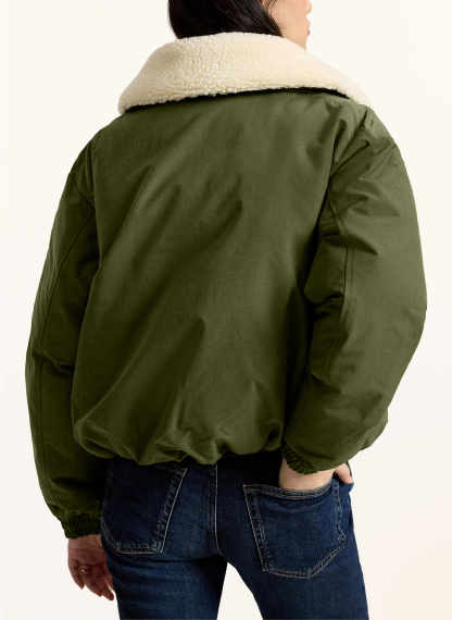 POLO RALPH LAUREN Daunenblouson mit abnehmbarem Kunstfell – OLIV / ECRU / DUNKELBLAU